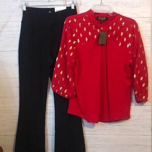 Louise red blouse combo